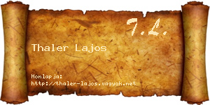 Thaler Lajos névjegykártya
